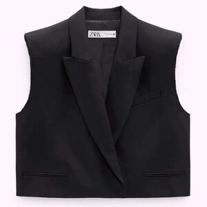 Zara Black Sleeveless Tailored Blazer Vest